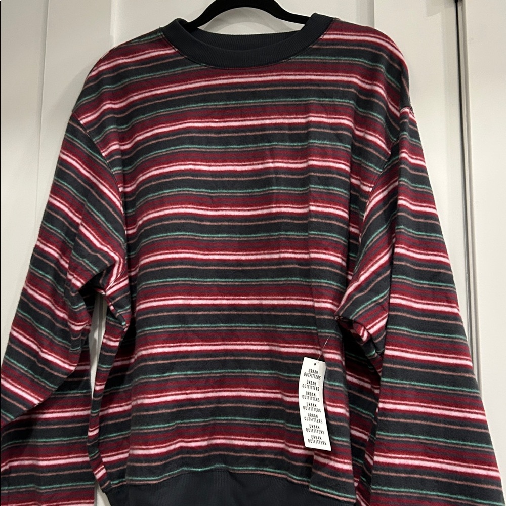 Retro Vintage Inspired UO Reverse Stripe Crew Neck Sweatshirt - Picture 10 of 12
